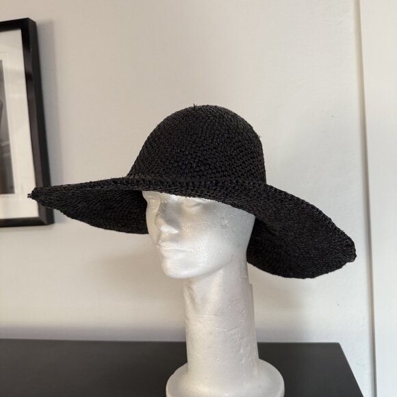 NWT DOEN TAFT BLACK RAFFIA WOVEN HAT S/M - Picture 8 of 9